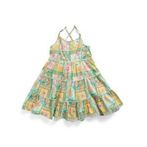 ETTAVEE Beach Glass Girls Sleeveless Patchwork Print Dress